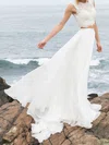 A-line Illusion Chiffon Floor-length Wedding Dresses With Appliques Lace #Milly00023505