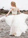 A-line Scoop Neck Lace Chiffon Floor-length Appliques Lace Wedding Dresses #Milly00023505
