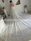 A-line Scoop Neck Tulle Chapel Train Appliques Lace Wedding Dresses #Milly00023520