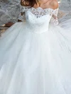 Ball Gown/Princess Off-the-shoulder Tulle Ankle-length Wedding Dresses With Appliques Lace #Milly00023524