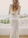 Trumpet/Mermaid Scoop Neck Lace Sweep Train Lace Wedding Dresses #Milly00023534