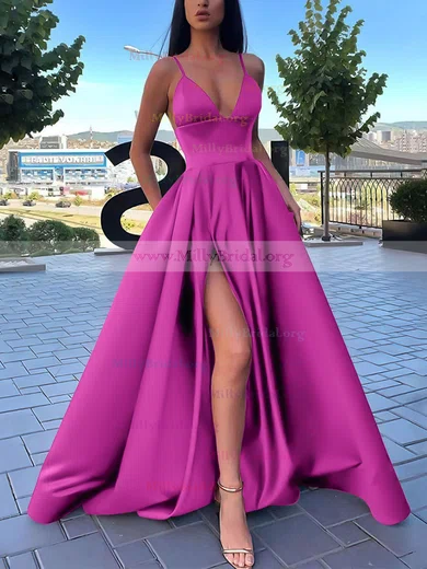 Pink prom hot sale dress with pockets