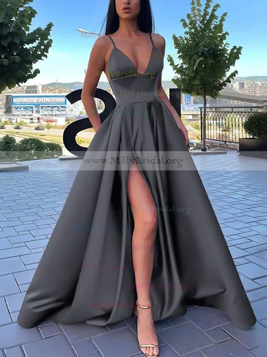 High neck satin prom dress hotsell