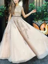 Ball Gown/Princess Sweep Train Scoop Neck Tulle Beading Prom Dresses #Milly020106667