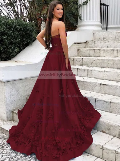 Strapless maroon hot sale prom dress