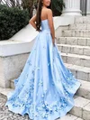 Ball Gown/Princess Sweep Train Straight Satin Flower(s) Prom Dresses #Milly020106680