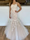 Trumpet/Mermaid Sweep Train Scoop Neck Tulle Appliques Lace Prom Dresses #Milly020106729