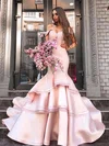 Trumpet/Mermaid Off-the-shoulder Satin Court Train Tiered Prom Dresses #Milly020106777