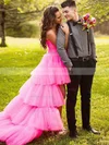 Princess Strapless Tulle Asymmetrical Sashes / Ribbons Prom Dresses #Milly020106794