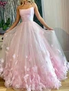 Ball Gown/Princess Sweep Train Scoop Neck Tulle Flower(s) Prom Dresses #Milly020106830