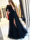 Ball Gown/Princess Sweep Train Scoop Neck Tulle Appliques Lace Prom Dresses #Milly020106912