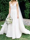 Ball Gown/Princess Illusion Lace Sweep Train Wedding Dresses With Pockets #Milly00023575