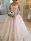 Ball Gown Square Neckline Lace Sweep Train Wedding Dresses With Appliques Lace #Milly00023580