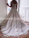 Princess Off-the-shoulder Tulle Sweep Train Lace Wedding Dresses #Milly00023586