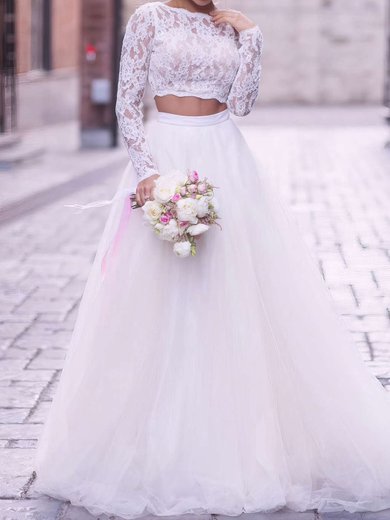 Ball Gown Illusion Tulle Lace Floor-length Wedding Dresses #Milly00023589