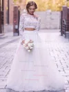 Ball Gown Scoop Neck Lace Tulle Floor-length Lace Wedding Dresses #Milly00023589