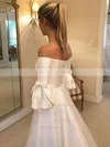 Ball Gown Off-the-shoulder Satin Sweep Train Bow Wedding Dresses #Milly00023609