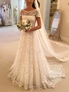 Ball Gown Illusion Lace Sweep Train Wedding Dresses #Milly00023621