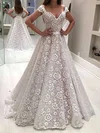 Ball Gown Off-the-shoulder Lace Floor-length Wedding Dresses With Sashes / Ribbons #Milly00023636