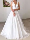 Ball Gown V-neck Chiffon Floor-length Wedding Dresses #Milly00023641