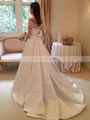 Ball Gown Off-the-shoulder Satin Sweep Train Appliques Lace Wedding Dresses #Milly00023681