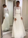 A-line Illusion Chiffon Floor-length Wedding Dresses #Milly00023682