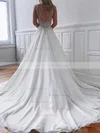 Princess V-neck Chiffon Court Train Beading Wedding Dresses #Milly00023690
