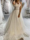 Ball Gown/Princess Sweetheart Glitter Sweep Train Wedding Dresses With Beading #Milly00023696