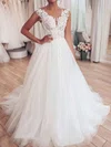 Ball Gown/Princess Illusion Tulle Sweep Train Wedding Dresses With Appliques Lace #Milly00023709