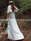 A-line V-neck Stretch Crepe Floor-length Wedding Dresses #Milly00023710