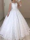 Ball Gown/Princess Illusion Lace Floor-length Wedding Dresses With Beading #Milly00023721