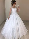 Ball Gown Illusion Lace Floor-length Wedding Dresses With Beading #Milly00023721