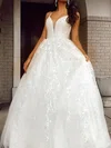 Ball Gown/Princess V-neck Tulle Floor-length Wedding Dresses With Appliques Lace #Milly00023731