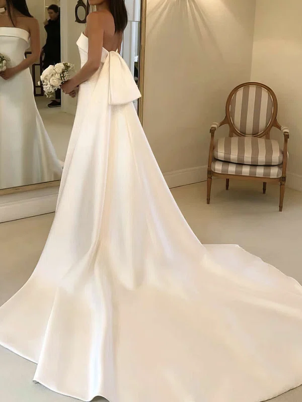 Ball Gown/Princess Straight Satin Court Train Wedding Dresses With Bow #Milly00023734