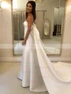 A-line Strapless Satin Court Train Wedding Dresses #Milly00023734