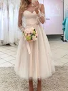 Ball Gown/Princess Illusion Tulle Ankle-length Wedding Dresses With Sashes / Ribbons #Milly00023736