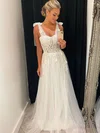 Ball Gown Sweetheart Tulle Sweep Train Wedding Dresses With Bow #Milly00023753