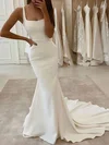 Trumpet/Mermaid Square Neckline Stretch Crepe Sweep Train Wedding Dresses #Milly00023808