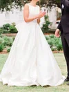 Ball Gown/Princess Scoop Neck Satin Court Train Wedding Dresses With Bow #Milly00023810