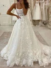 Ball Gown/Princess Square Neckline Tulle Court Train Beading Wedding Dresses #Milly00023816