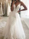 Trumpet/Mermaid V-neck Tulle Detachable Beading Wedding Dresses #Milly00023819