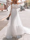 Trumpet/Mermaid Sweetheart Tulle Sweep Train Wedding Dresses With Appliques Lace #Milly00023852