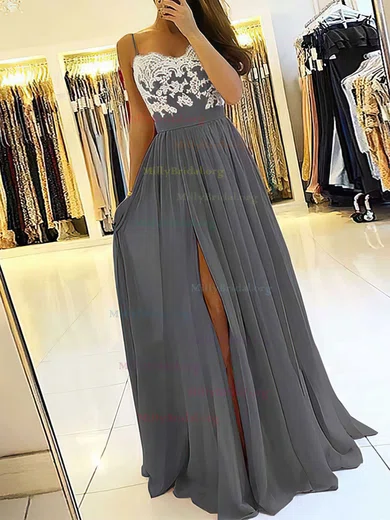 Chiffon Appliques Pleats Gray V Neck Prom Dress Chiffon Appliques Pleats Gray V Neck Prom Dress