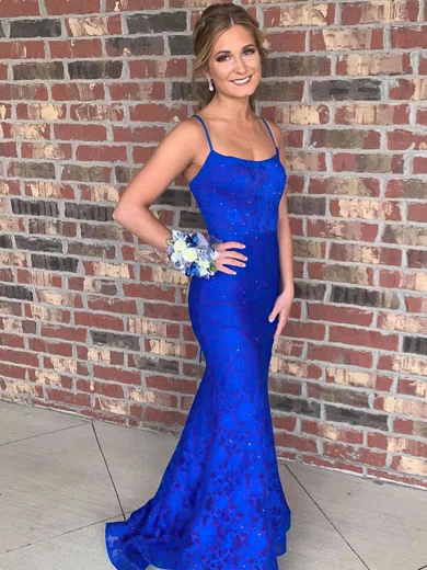 Trumpet/Mermaid Square Neckline Lace Sweep Train Beading Prom Dresses #Milly020106683