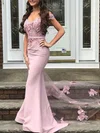 Trumpet/Mermaid Sweep Train Off-the-shoulder Stretch Crepe Appliques Lace Prom Dresses #Milly020106687