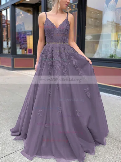 Purple Homecoming Dress 2023 Short Spaghetti Straps Tulle with Appliques