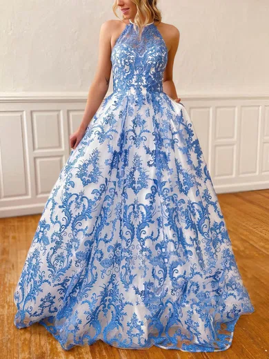 Ball Gown Illusion Floor-length Lace Prom Dresses #Milly020106790