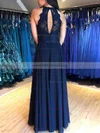 A-line Scoop Neck Chiffon Floor-length Lace Prom Dresses #Milly020106800