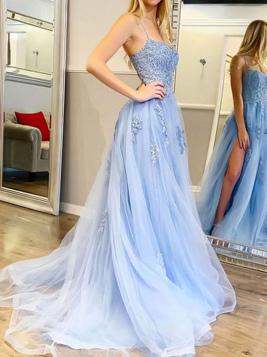 Ball Gown Scoop Neck Tulle Prom Dresses With Appliques #Milly020106840