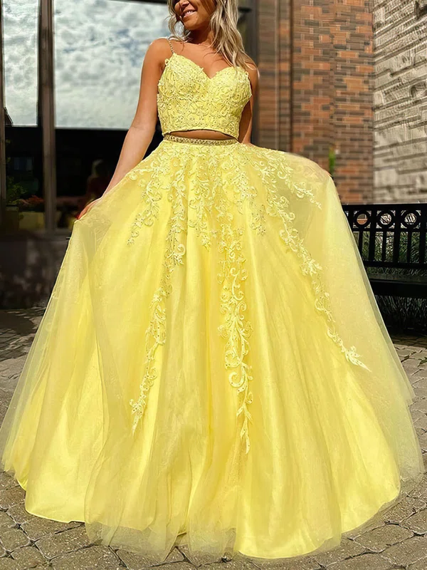 Ball Gown V-neck Tulle Sweep Train Beading Prom Dresses #Milly020106841